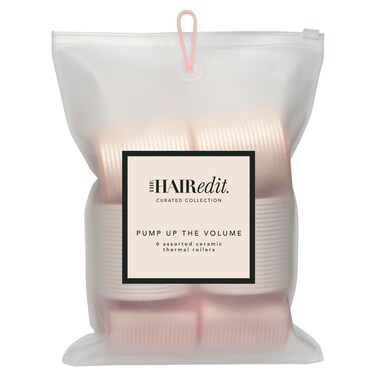 The Hair Edit Pump Up The Volume Ceramic Thermal Rollers - 6 Assorted Self Grip Hair Rollers With Storage Bag
