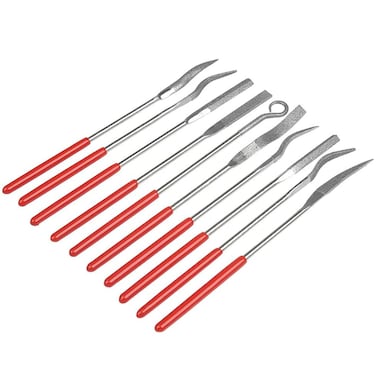 Mesee 10 Pcs Mini Diamond File Set, Assorted Small Curved Needle Files Round Flat Shape Jewelers Hand Rifler Files Tool for Wood Carving Crafts Ceramic Stone Shaping Glass Jewelry Filing, 3x140mm