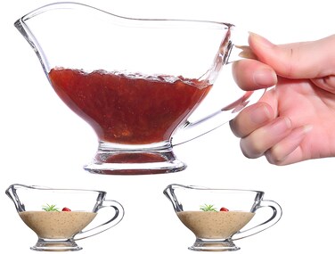 Crystal Gravy Boat - Pack of 2 - Gravy Server Sauce Boat - Gravy Saucer Perfect Party Decorations Dinner