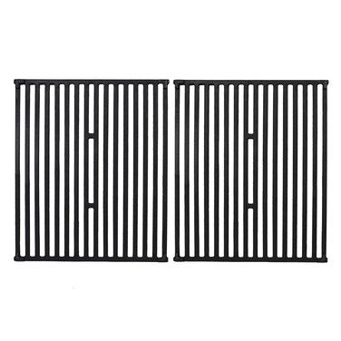 GGC 15 Inch Grill Grates Replacement for Broil King 9453-54, 9453-57, 9453-64, 9865-54, 9453-67, Broil-Mate, Silver Chef, Sterling Gas Grill, 2 PCS Cast Iron Cooking Grid Grates (15" x 12 3/4" Each)