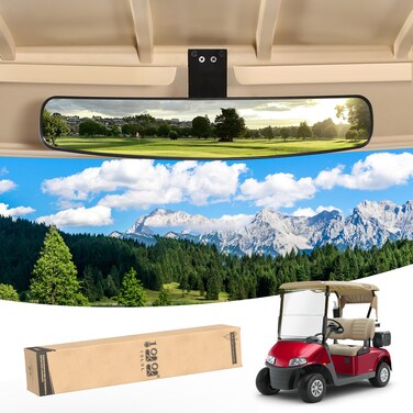 10L0L Universal Adjustable Golf Cart Panoramic Rear View Mirror, Rotatable 270 Rotation 16.5"Wide Angle Full Rearview Golf Cart Mirror for EZ Go, Club Car, Yamaha