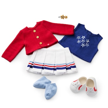 American Girl Team AG Sweater &amp; Skirt Set 18 inch Doll Clothes with Tank Top, Red, White, and Blue, 6 pcs, Ages 6+