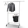 Simple Trending Double Rod Clothing Garment Rack, Rolling Clothes Organizer on Wheels for Hanging Clothes, Chrome
