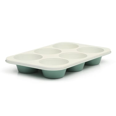 Martha Stewart Gallen 6 Cup Nonstick Carbon Steel Muffin/Cupcake Pan - Teal
