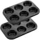 CHEFMADE Muffin Cake Pan, Nonstick 6 Cavity Cupcake Pan for Baking, Set of 2