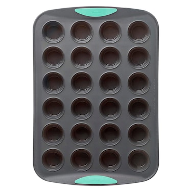 Trudeau Structure Silicone Muffin Pan, Pan-24 Cup, Grey/Mint