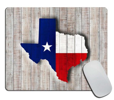 Texas Map Mouse Pad, Texas Flag on Rusty Rustic Wooden Board American Southwestern Customized Non-Slip Rubber Base Mousepads, Computer Mouse Pads for Wireless Mouse 9.5&times;7.9&times;0.12 inches