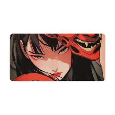 QEOPGNE Female Samurai Large Mouse Pad Japanese Anime Samurai Girl Mousepad Gaming Cool Girl Desk Mat Big Keyboard Computer Pad Office Desk Organizers and Accessories 23.6 x 11.8 Inch