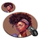 Round Mouse Pad, African American Women Girl Designs Non-Slip Rubber Base Gaming Mouse Pads and Coaster Set for Working Or Game, Desk Accessories, Cool Mouse Pad