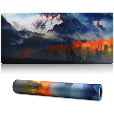 Jahosin Large Gaming Mouse Pad with Stitched Edges,[35.4x15.7In] Extended Mouse Pad with Non-Slip Natural Rubber Base for Gamer/Desktop/Office/Home-90x40 Moutain05