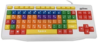 Playlearn Children's Computer USB Keyboard - Upper Case &amp; Lower Case - Color Coded SEN - Splash Proof Casing - Fun to Use Keyboard - Great Learning Tool for Children Using Computers