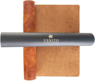 Venito Premium Leather Desk Mat (31.5 X 14.6 inch) - Medium Mouse Mat for Home Office Accessories (Antique Brown)