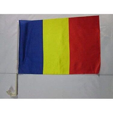 Romania Car Flag 18'' x 12'' - Romanian Car flags 30 x 45cm - Banner 18x12 INCHES PLASTIC STICK - AZ FLAG