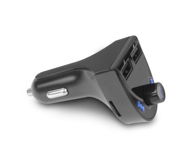 ALURATEK Bluetooth Car Audio Receiver and FM Transmitter with Mic for Hands-Free Calls (ABF01F), Blue