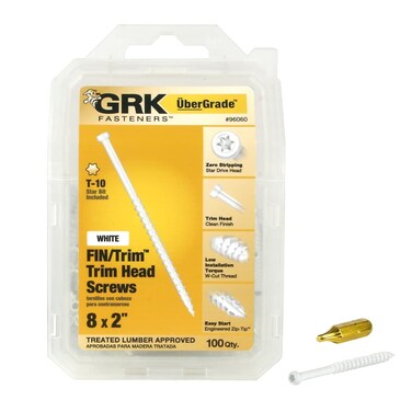 GRK 96060#8 x 2 FIN/Trim&trade; Finishing Trim Head Screws - White 100 Count