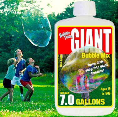BUBBLETHING Giant Bubbles Mix Refills Giant Bubble Wands, Toys, Makers   Concentrate Makes 7.0 Gallons Giant Bubble Solution Fun for Kids Ages 6 to 96