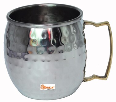 PARIJAT HANDICRAFT Stainless Steel Moscow Mule Mugs Capacity 16 Ounce Insulated brass handle Coffee Mug Beer Mug Cup Moscow Mule Mugs (Brass-handle, 1)