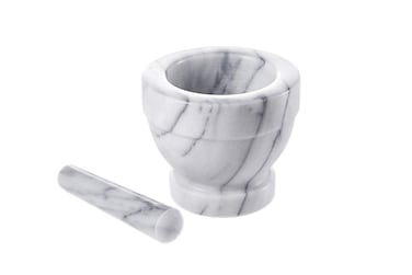 JEmarble Mortar and Pestle Set 4x4 inch, Natural Stone Surface Polished for Easy Cleaning, Heavy/Durable/Elegant (White)