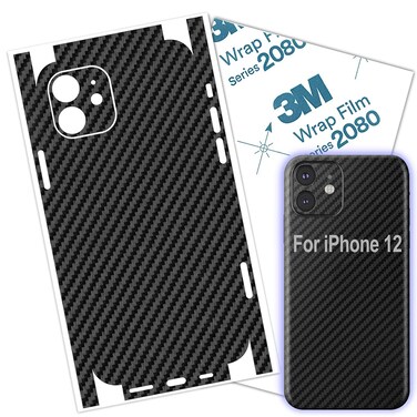 iPhone 12 Skin Wrap 3M Carbon Fiber Film Protective for Back and Borders Decal (Carbon Fiber)