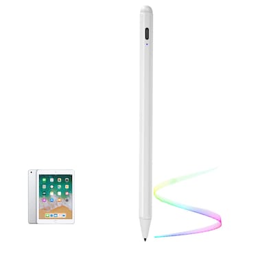iPad 10th/9th/8/7 Generation 10.2&quot; Stylus Pen with Palm Rejection, Active Stylus Digital Pen Rechargeable with Sensitive Plastic Fine Point Stylus Pencil for iPad 10th/9th/8/7 Drawing Writing White