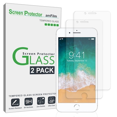 amFilm Essential Screen Protector for Apple iPhone SE 3 SE2, iPhone 8, iPhone 7, iPhone 6S iPhone 6 4.7", Premium 9H+ Tempered Glass, Anti-Scratch, HD-Clear and Touch-Sensitive, Case Friendly, 2 Pack