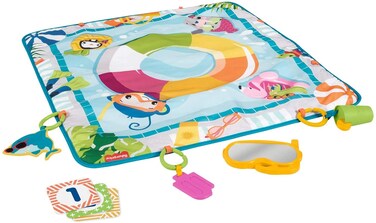 Fisher-Price Dive Right in Activity Mat, Pool-Themed playmat with 4 Toys for Newborn Baby