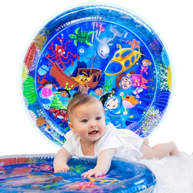 TT TUMMYTIMEZ Baby Tummy Time Water Mat, Premium Activity Center Promoting Baby Motor &amp; Sensory Development, Inflatable Playmat Pat Visual Stimulation Gift for Infants &amp; Toddlers Boys &amp; Girls