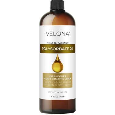 Polysorbate 20 by Velona - 16 Fl Oz   Solubilizer, Food &amp; Cosmetic Grade   All Natural for Cooking, Skin Care and Bath Bombs