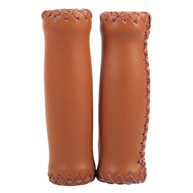ycle Retro Artificial Leather Handle Grips, Cycling MTB Road Mountain Bike Handlebar Grips (Brown) Leather Handlebar Grips Leather Handlebar Grips