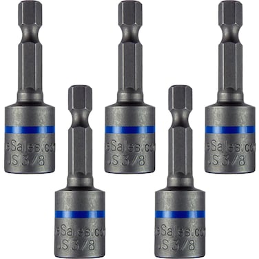 3/8-Inch Magnetic Hex Head Driver Bit w/Quick Change Shank - Used for Installing Screws, Nuts, Bolts, etc. - (5 PACK)