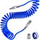 SARDVISA 25 FT Repairable PU Recoil Air Hose, Industrial Air Compressor Hose with 1/4" NPT Quick Coupler and I/M Plug Air Fittings Kit, 150 PSI Max Air Tool Hose
