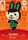 Nintendo Animal Crossing Happy Home Designer Amiibo Card Carmen 145/200 USA Version