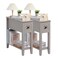 LUSUOWLZ Gery 2 Pack Chairside Narrow End Table with Drawer, Solid Recliner Side Table with Storage Shelf, Slim Nightstand Bedside Table for Bedroom