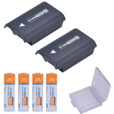 PowerTrust 2Pack Battery Cover Shell Case for Xbox 360 Wireless Controller with 4pcs AA Ni-MH Rechargeable Batteries