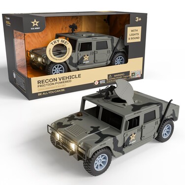 Lollipop U.S. Army Recon Vehicle, Military Vehicle Toys, Army Battle Truck, with Light &amp; Sound, Roof Hatch Open &amp; Close Features, and More. Perfect for Gift for Kids
