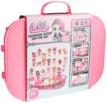 LOL Surprise Fashion Show On-The-Go 4-in-1 Playset and Carrying Case &ndash; Display 18+ dolls and Pets Creativity for Kids - Hot Pink Play Set Storage Fashion Studio