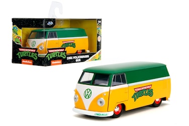 Jada Toys &ndash; Hollywood Rides TMNT 1961 VW Bus &ndash; Die-Cast Model Car &ndash; Opening Doors, Detailed Interior &ndash; 1:32 Scale Collectible &ndash; Age 8+, Green &amp; Yellow (Nostalgic)