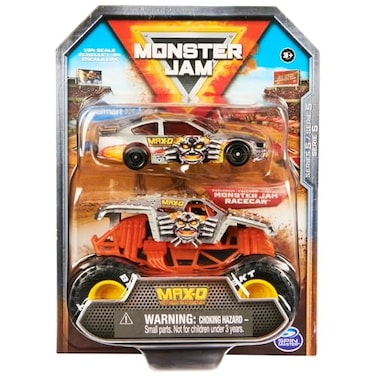 Monster Jam Official 1:64 Scale Diecast 2-Pack Series 5 Monster Truck and Race Car: Max-D