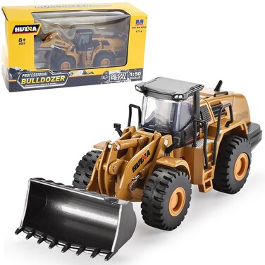 Gemini&amp;Genius Mechanical Loader Toy, Construction Vehicle Wheeled Loader 1/50 Scale Skid Steer Loader Toy, Bulldozer Shovel Engineering Vehicle Alloy Models for Kids, Collection and Decoration House