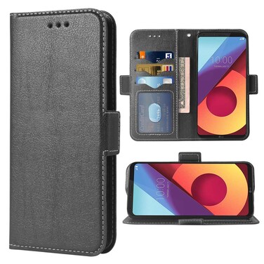 Compatible with LG LG Q6 Alpha Folio Flip Wallet Case,PU Leather Card Holder Slots Heavy Duty Full Body Protection Kickstand Phone Cover for LG Q6 Plus Q6 Cases Black