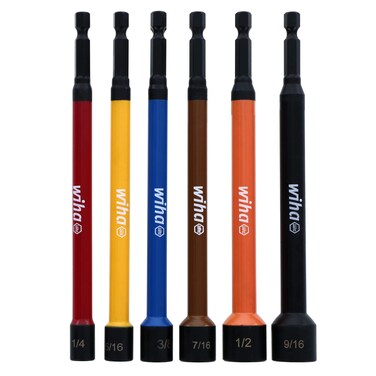 Wiha 70486 Color Coded Magnetic Nut Setter SAE 6 Pc. Set