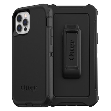 OtterBox iPhone 12 &amp; iPhone 12 Pro Defender Series Case - Black, Rugged &amp; Durable, with Port Protection, Includes Holster Clip Kickstand