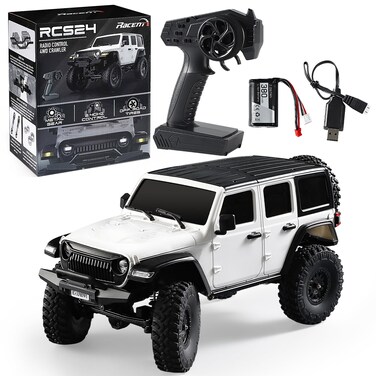 RCSHOBBY RC Crawler 1/24 RC Rock Crawler 4X4 Monster Truck Off Road Climbing Vehicles with Bright Headlight Waterproof 2.4GHz Remote Control Car RTR for Adults,Ideal Gift for Kids,White