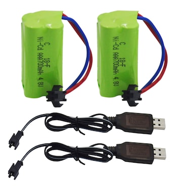 Blomiky 2 Pack AAA 4.8V 700mAH Battery Pack and 2 Cable Replacement for Amicool Threeking 1/28 Scale RC Stunt Truck / C128 Battery 2