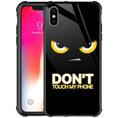 CARLOCA Compatible with iPhone Xs Case,iPhone X Cases for Girls Women Boys Men Young,Angry Don't Touch My Phone Pattern Design Shockproof Anti-Scratch Case for iPhone X/XS