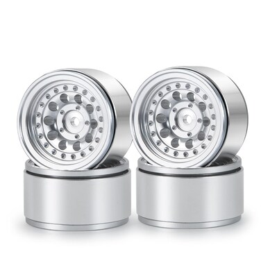 RC-Hub 4Pcs Aluminum Alloy 1.0" Micro Beadlock Wheels Rims for 1/24 Axial SCX24 90081 RC Crawler Car,Silver
