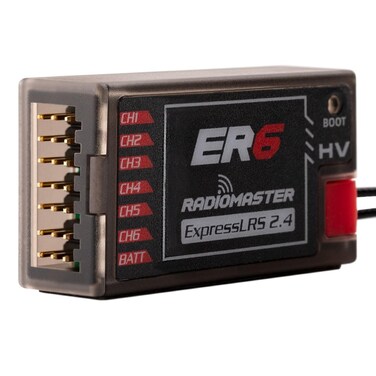 Radiomaster ER6 2.4G 6CH 100mw CRSF Support Voltage Telemetry WiFi Update PWM Receiver for Fixed Wing Aircraft
