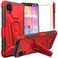 for Alcatel TCL A3/TCL A30 Case, with Tempered Glass Screen Protector Heavy Duty Protection Technology Built-in Kickstand Rugged Shockproof Protective Phone Case for Alcatel TCL A3 A509DL, (Red)
