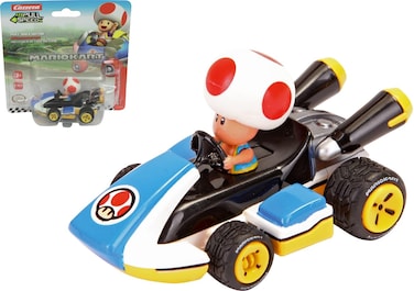 Carrera Pull &amp; Speed 15818407 Official Licensed Kids Mario Kart Toy Car Pull Back Vehicle for Ages 3 and Up - Toad