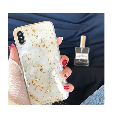 outZbox Fashion Gold Marble Mobile Phone Case for iPhone X (White)
